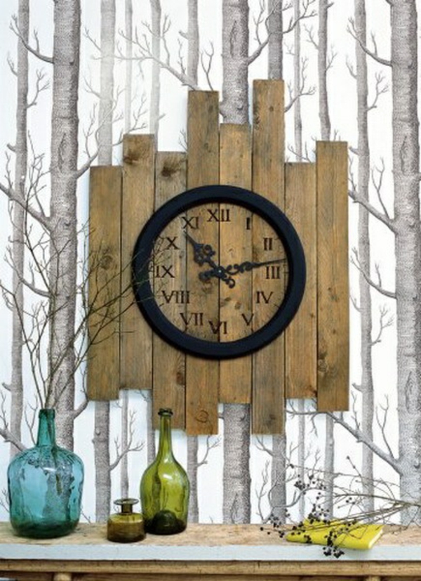 Дървени палети мебели DIY DIY идеи стена часовник