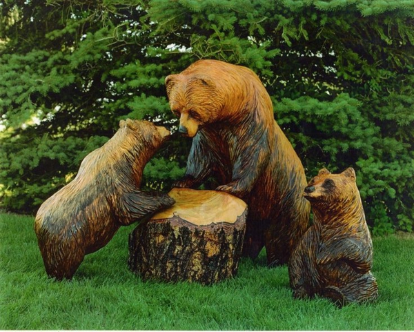 дървени фигури носи идеи за градина деко екстериор