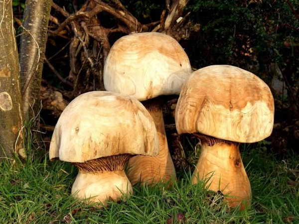 木制数字花园装饰木制蘑菇