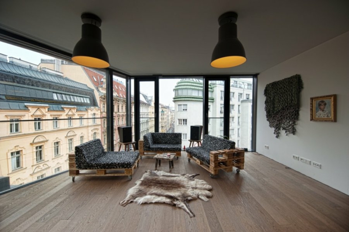 dřevěné palety diy nábytek nápady obývací pokoj nábytek pohovky europaletten