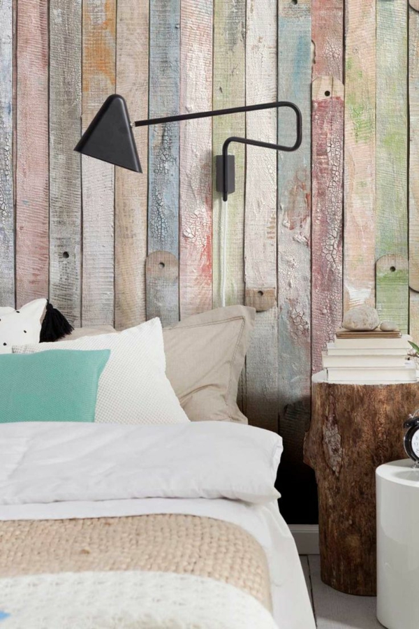 paneles de madera dormitorio diseño de pared de colores atractivos