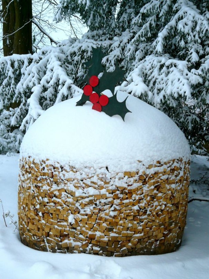 дървесни скулптури правят стени дърво блокове зимен сняг