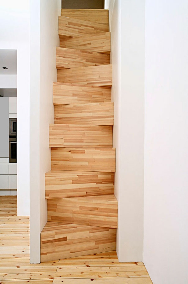 дървеното стълбище прави модерния интериорен дизайн