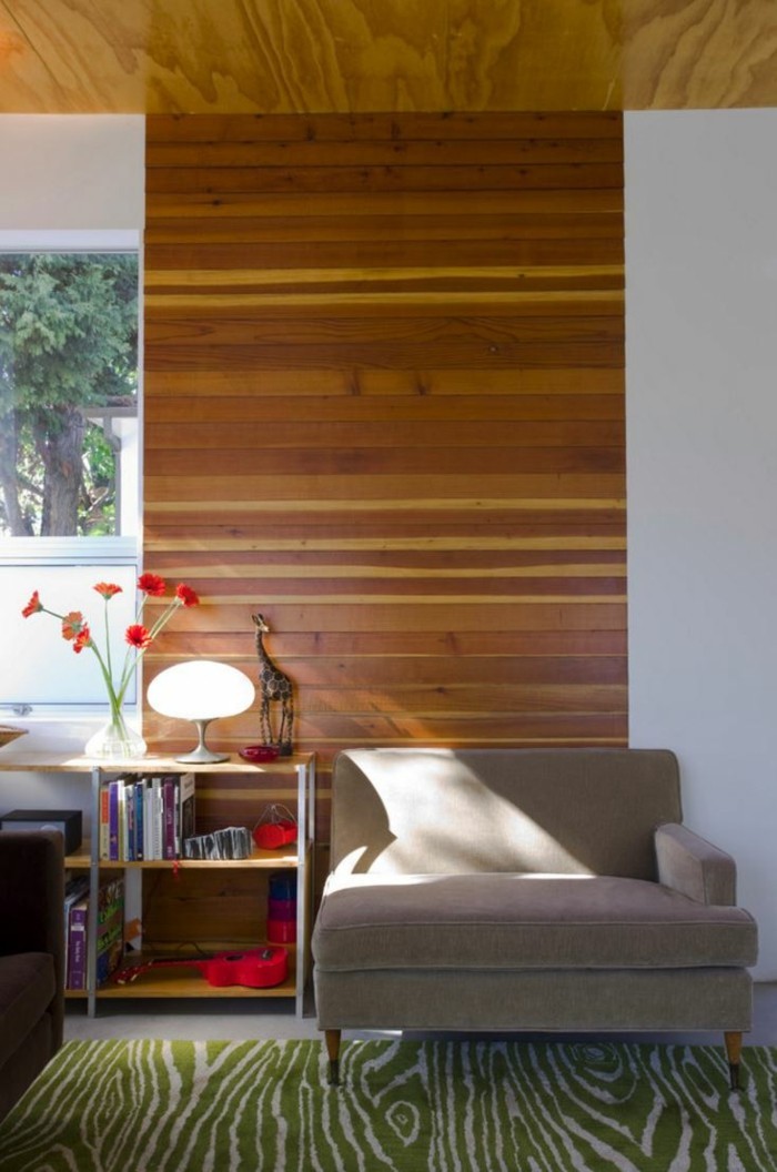 dřevěné stěny zalesněné nábytek nápady zdůraznit