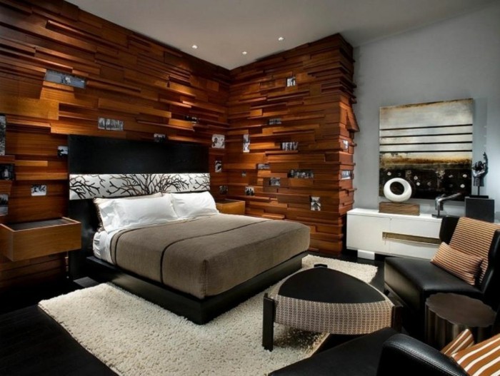 houten muur slaapkamer ideeën ontwerp