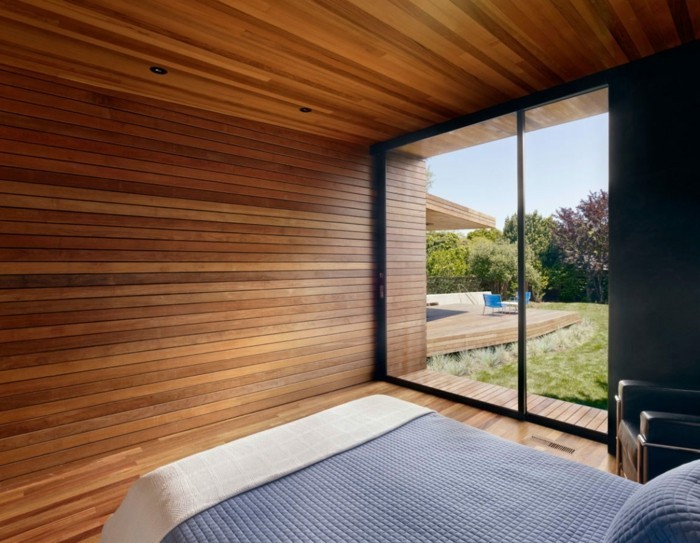 dřevěné stěny lesní ložnice nápady hloubky