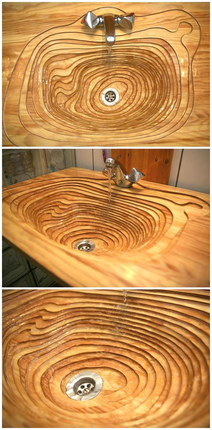 lemn de chiuveta baie moda cercuri de suprafață din lemn