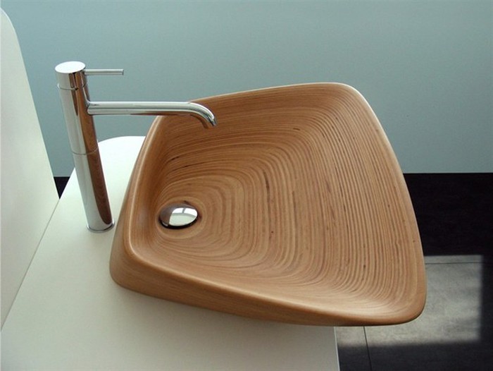 lemn chiuveta baie moda suprafata lemn moderne
