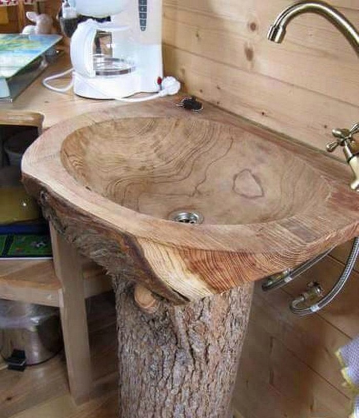 lemn de baie chiuveta forma de lemn suprafață de vagon trunchi copac