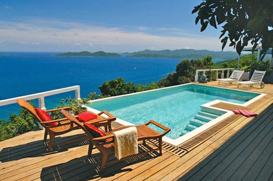 idée terrasse design asiatique pays style jardinavec terrasse en bois vue sur la mer