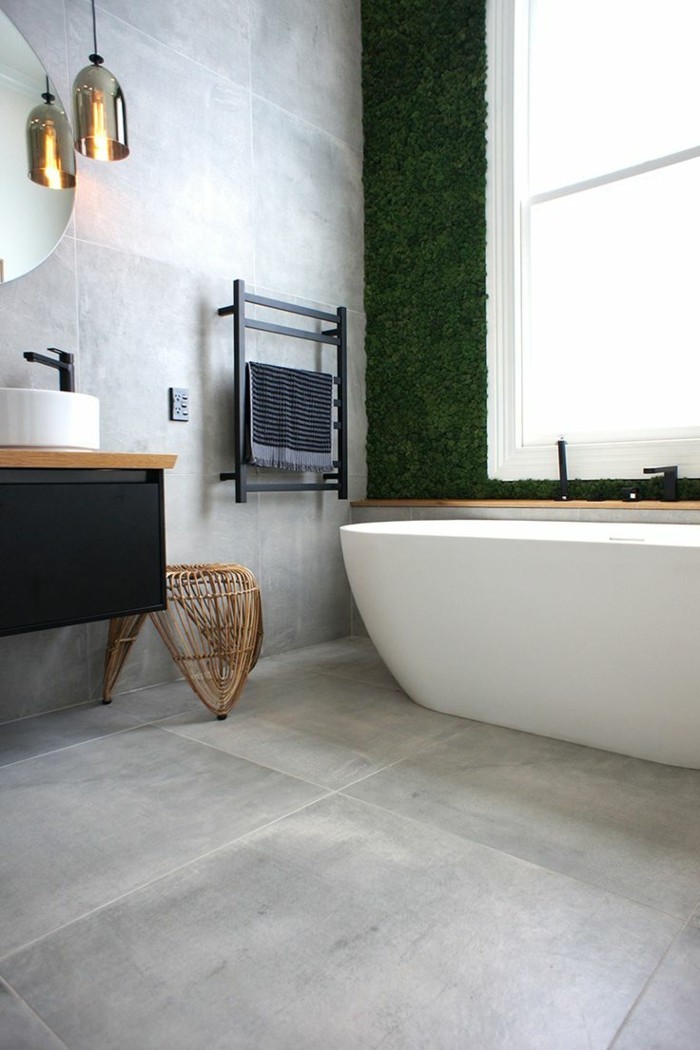 идеи за стена дизайн баня плочка светло сиво