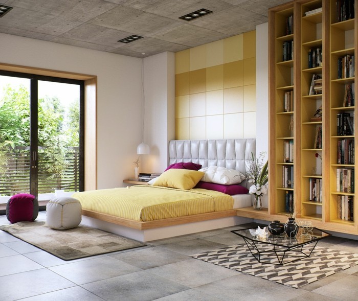 nápady na stěnu design ložnice móda přízvuk stěna fialové prvky dekorace nápady