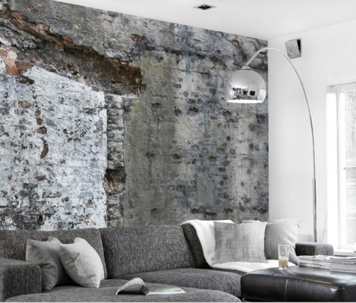 nápady pro stěny design stěnové panely betonový vzhled obývací pokoj