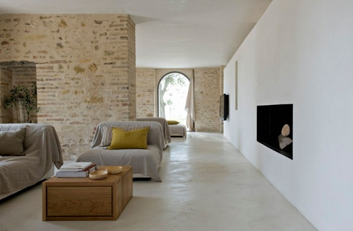 nápady na stěnu design obývací pokoj design moderní krb