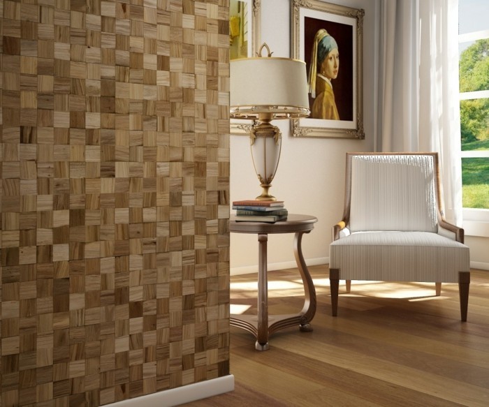 nápady na stěnu design obývací pokoj dřevo pohled na stěnu dekorace