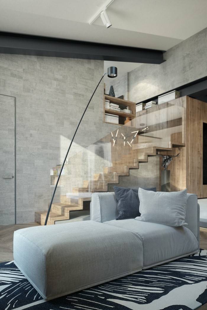 idėjos, skirtos sienų dizainui, gyvenamųjų kambarių sienų plytelėms betono išvaizda