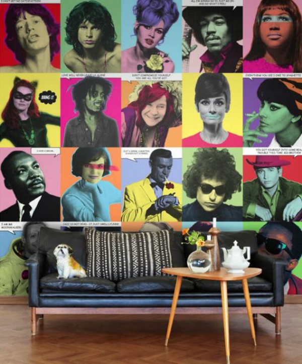 Ideas Living Room Wall Design Papel pintado Pop Art