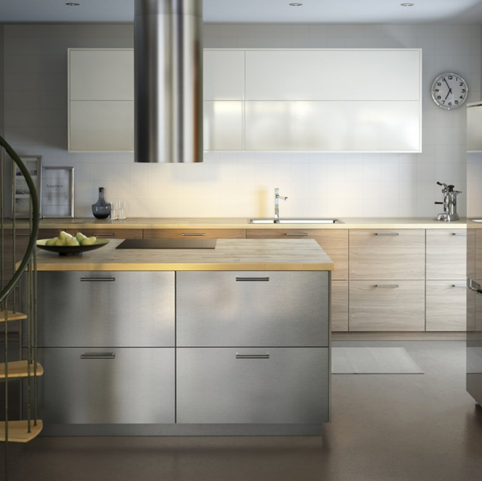 宜家厨房现代2015年明亮的木前线工作区模块化厨房