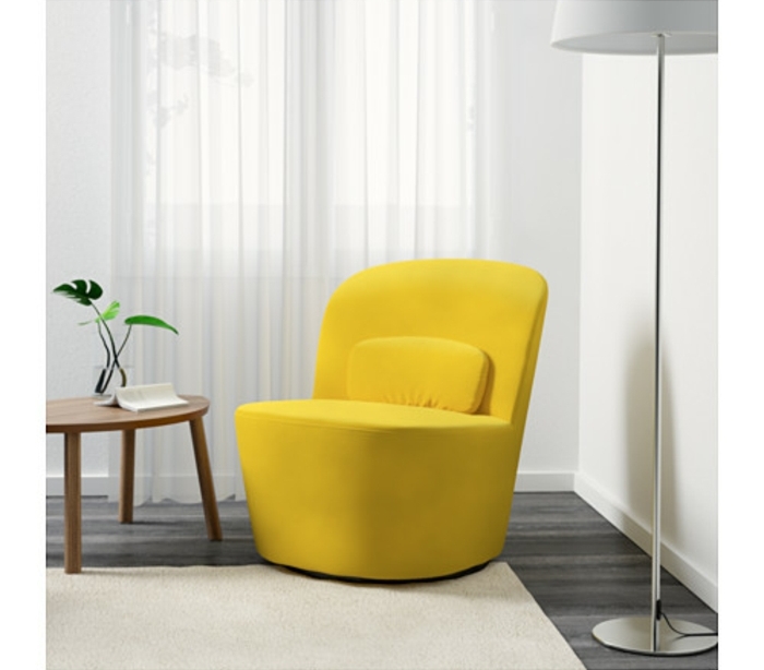 ikea fauteuil lounge stoel citroen gele draaistoel sandbacka geel stockholm