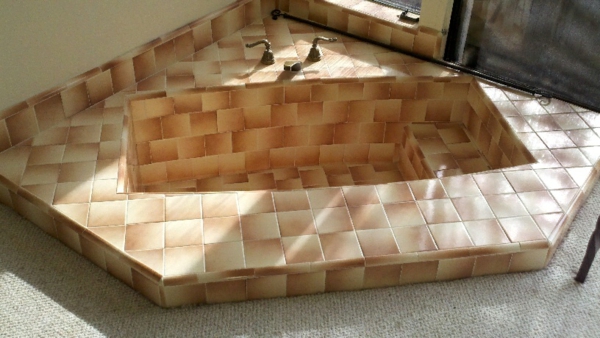 浴缸建在地板上浴室瓷砖浴室的想法