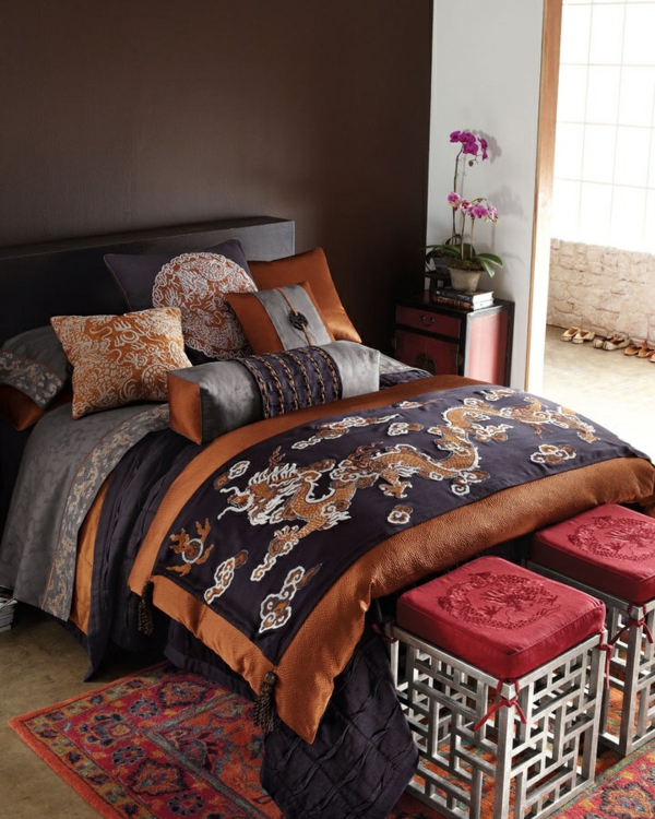 интериорен дизайн ориенталско спално легло