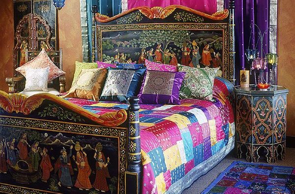 ориенталски спалня оцветени акценти
