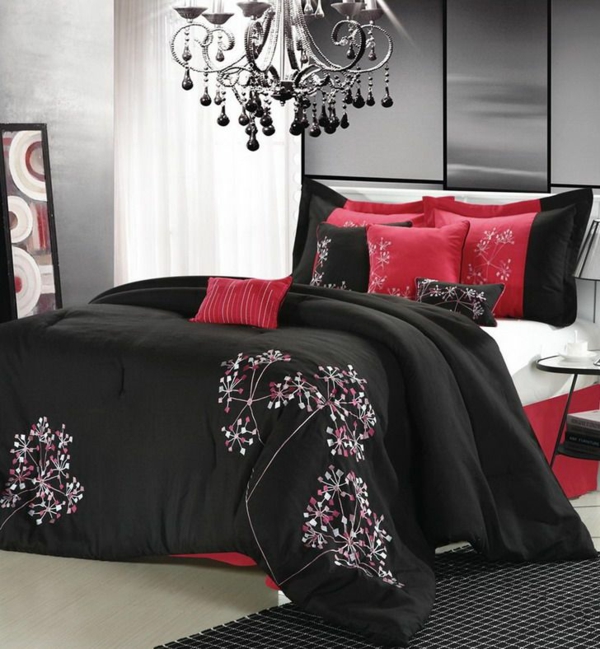 ориенталска спалня полилей червено черно