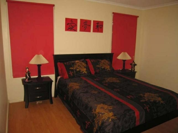 ориенталска спалня червена украса