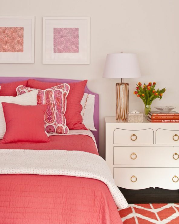 Interiør design ornge pink kombinere piger værelse