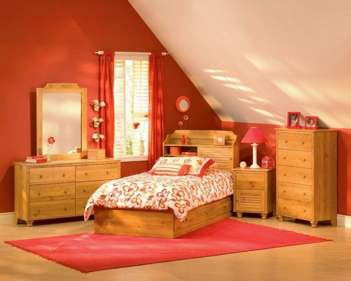 interjero dizaino gyvenimo idėjos, vaikų kambario apelsinų niuansai derina medinius baldus