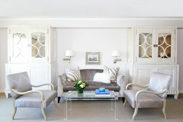 indretning levende ideer stue luksuriøst tæppe gennemsigtigt sofabord
