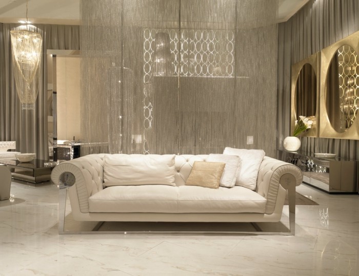 Interiør design stue møbler Art Deco marmor gulve ideer