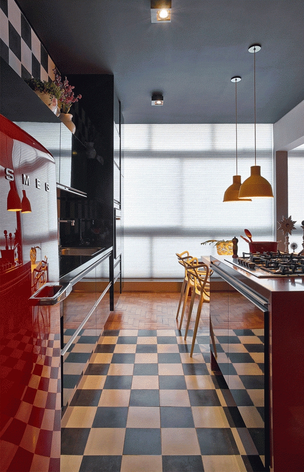 indretningsdesign ideer køkken design rødt møbler tavler gulv