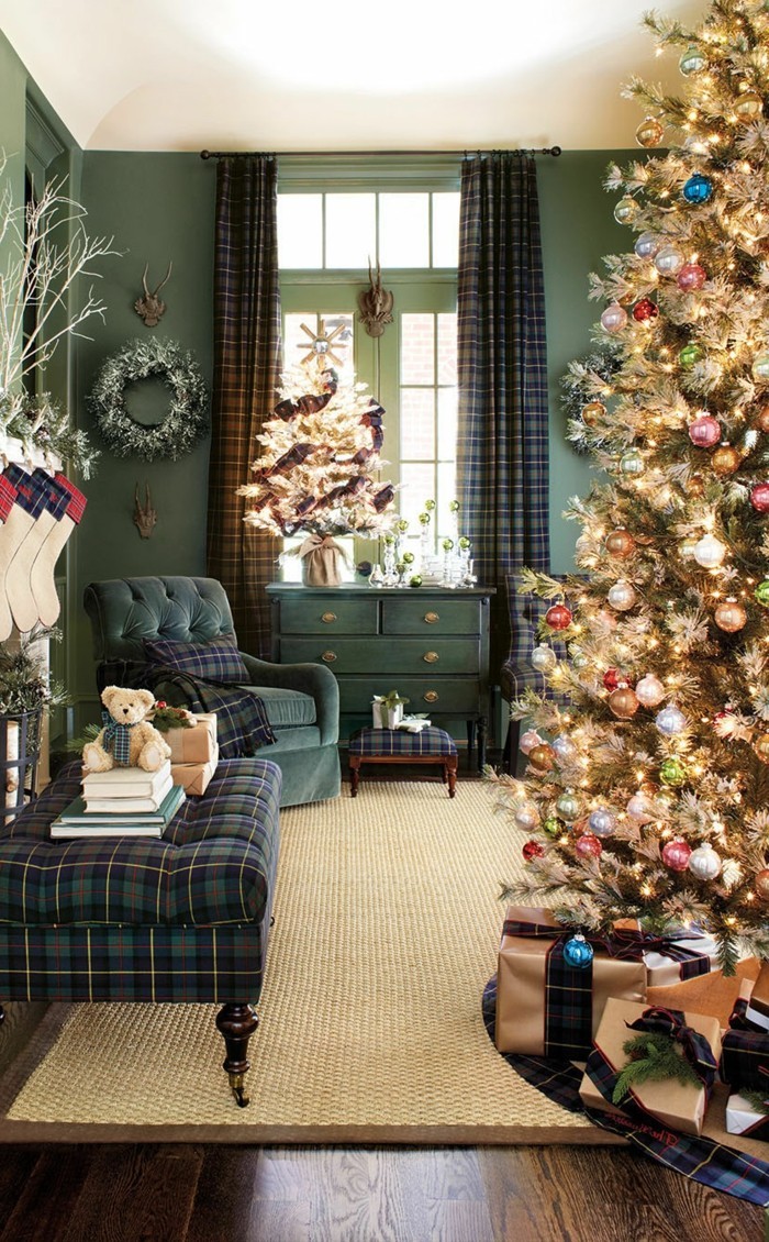interieur woonkamer kerstmis groen prachtige kerstboom