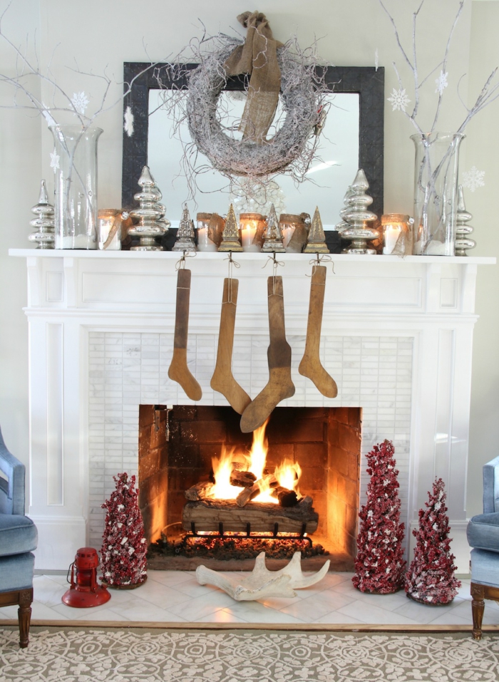 decoratie woonkamer kerstmis open haard versieren