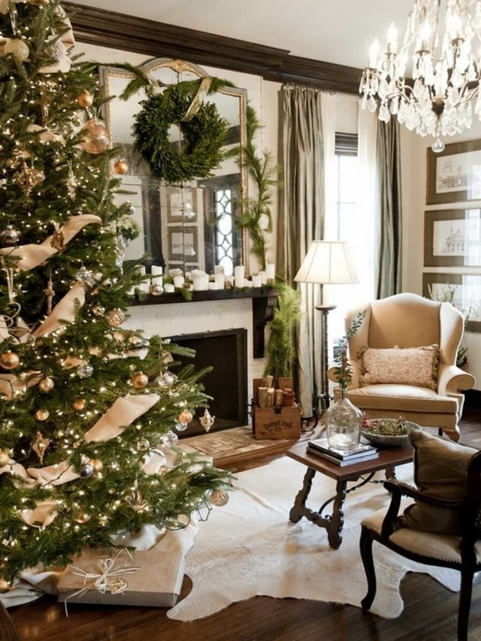 interior living room christmas fireplace fur mat cozy