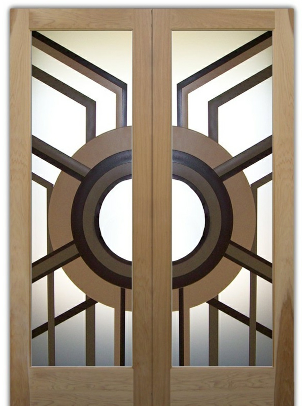 Interior doors made of glass wood shapes