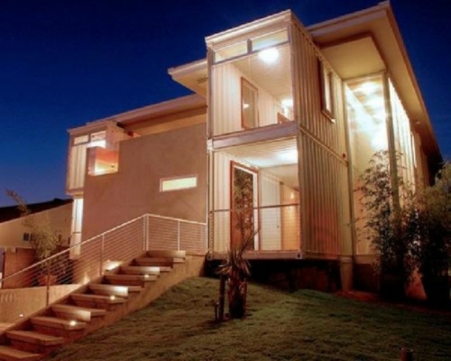 Вдъхновяващи контейнерни къщи метални пластове плочи осветление