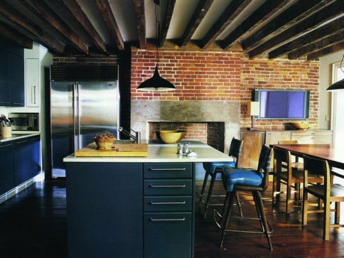 ideas de diseño de interiores para hombres cocina de pared de ladrillo