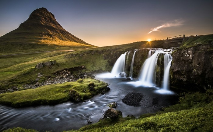 Island landskab vandfald