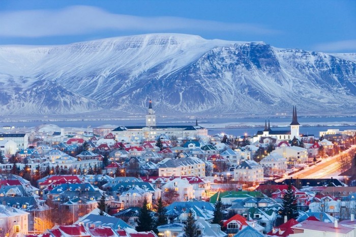 Invierno del paisaje de Islandia