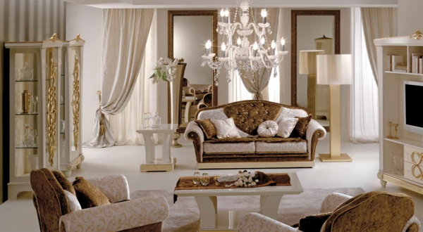 Italský styl nábytku béžové zlatožluté motivy