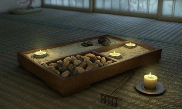 Japanilainen sisustusideat litteät zen-tyyppiset kynttilät mehiläisvaha-aromit