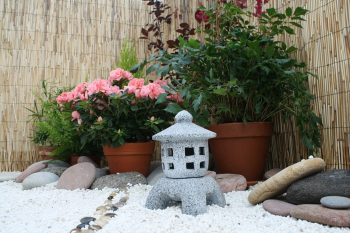 ιαπωνική κήπο ιδέες κηπουρική μίνι asalien πέτρινο φανάρι ογκόλιθοι