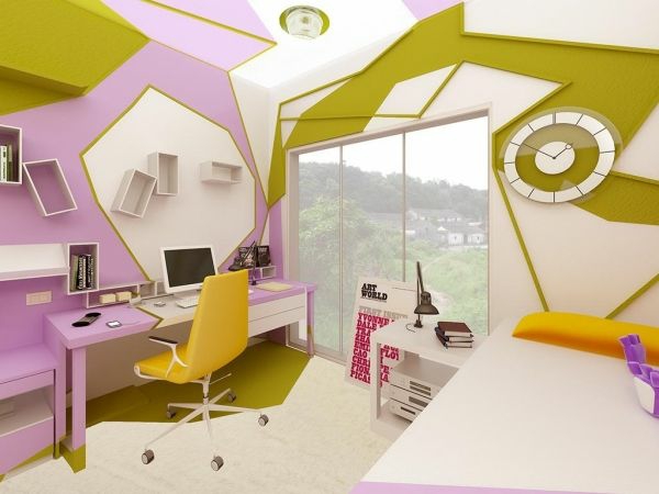أفكار تصميم غرفة الشباب باهظة نظرة مجردة