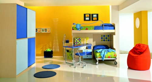 δωμάτιο νεότητας διακόσμηση ιδέες κλινοστρωμνής τοίχο χρώμα κίτρινο ουδέτερο beanbag
