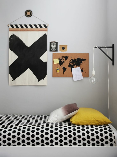 youth room furnishing ideas bed pin board world map