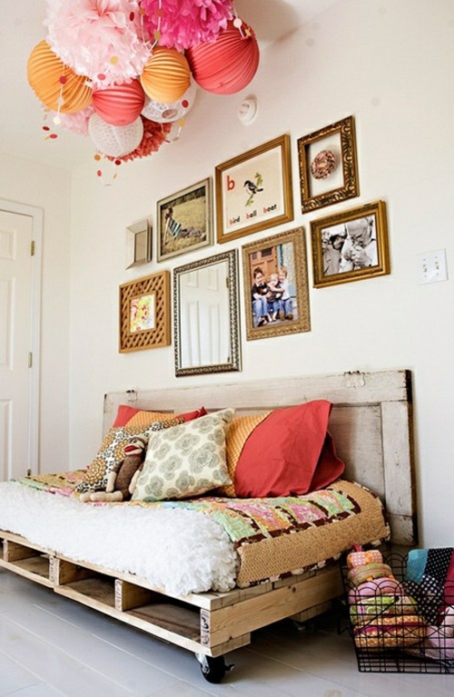 youth room furnishing ideas girl room bed made of europallets