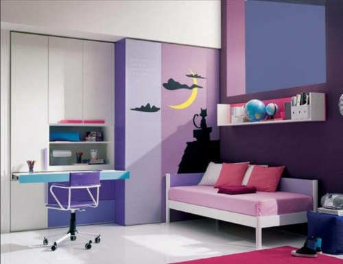 νιπτή ιδέες επίπλωσης επίπλων δωματίων δωμάτιο κοριτσιού σε μωβ και ροζ