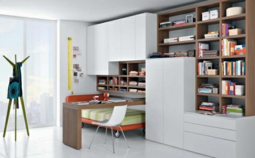youth room furnishing ideas practically space-saving simple bookshelves